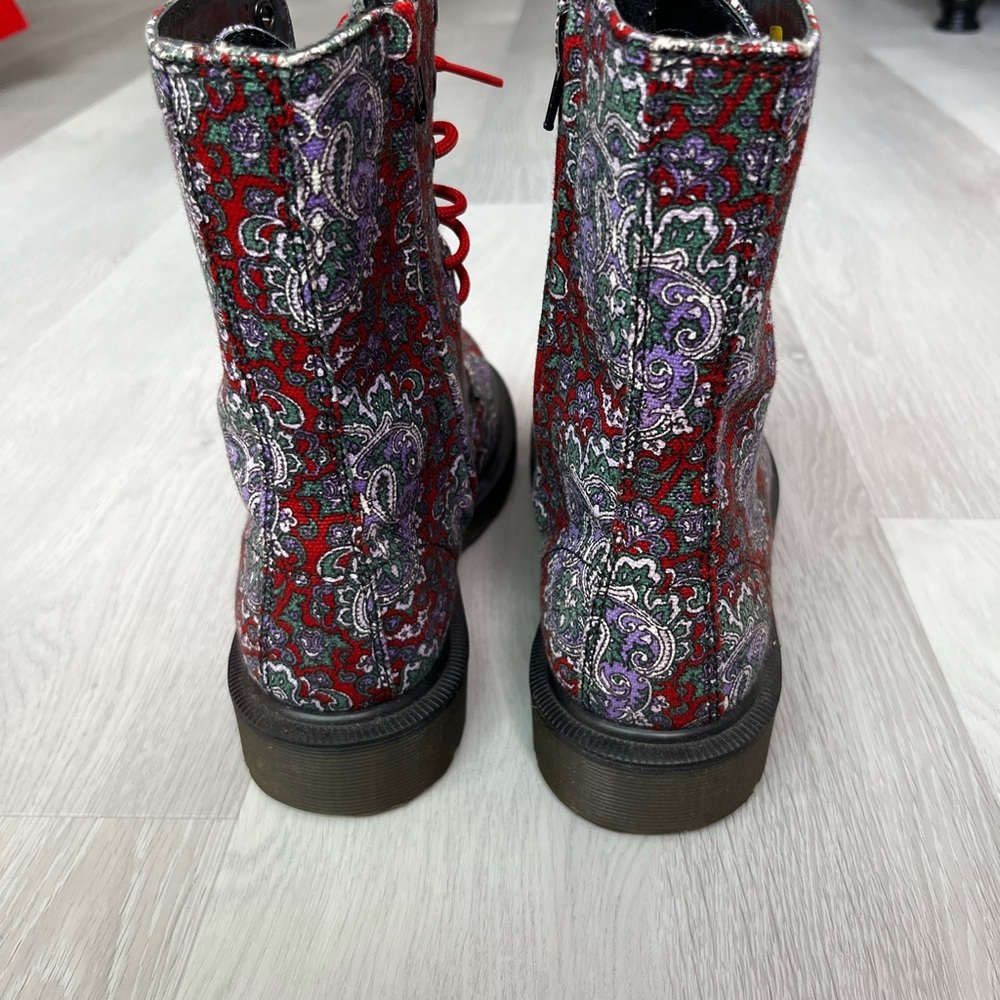 Y’s YOSHI YAMAMOTO DR MARTEN LEATHER PAISLEY COMBAT BOOTS COACHELLA FESTIVAL 7.5 - Picture 5 of 8